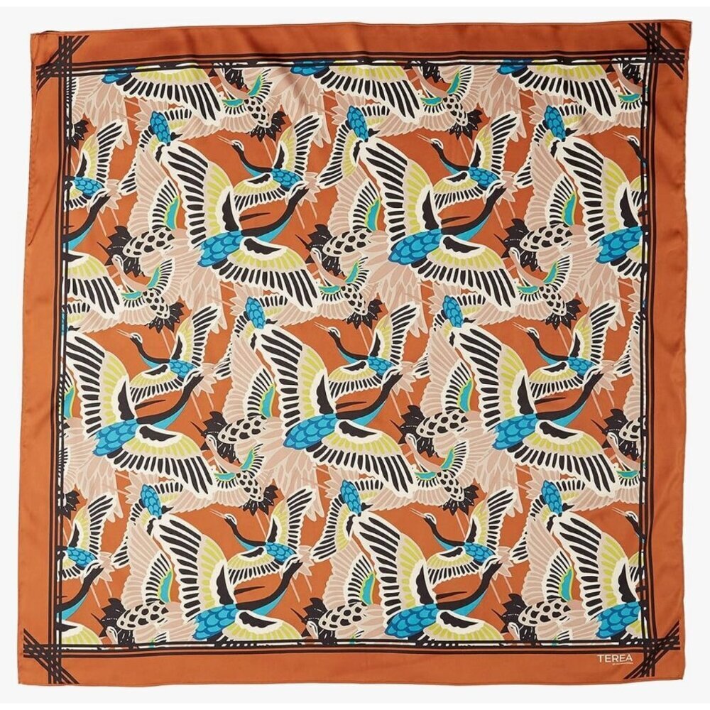 TEREA Women's Standard Aniyah Crane Print Silky Scarf multiple ways to wear NWT